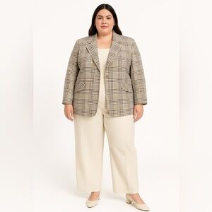 ADDITION ELLE Fully Lined Plaid Blazer Front Flap Pockets MADE IN CANADA 🇨🇦  24W